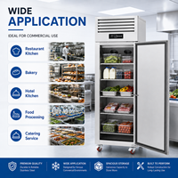 Réfrigérateur vertical commercial 500L à porte simple en acier inoxydable avec refroidissement par ventilateur et compresseur Embraco