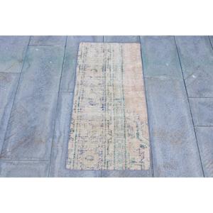 Vintage Turkish Small Rug 1.6x3.3 ft, <b>Brown</b> <b>Wool</b> Rug - Product Image 1