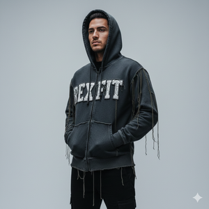 เสื้อฮู้ดซิปผู้ชาย Rexfit Sports พร้อมลายปักแบบดิสเทรส |   เสื้อสเวตเชิ้ตมีฮู้ดผ้าฟลีซพรีเมียม |   เสื้อผ้าสตรีทแวร์ประจำวัน ดีที่สุดสำหรับฤดูหนาว - Product Image 6