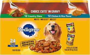 PEDIGREE Lot varié d'aliments doux et humides pour chiens, ragoût de campagne et saveur de poulet et riz, 13.2 oz. Canettes (paquet de 24) - Product Image 3