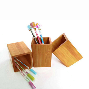 Porte-stylos en bois de bambou carré pour bureau, porte-crayons, organisateur de bureau, support, conteneur - Product Image 2