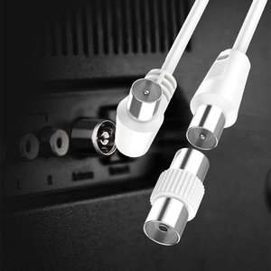 * เต้าเสียบ * เสาอากาศทีวีสายโคแอกเซียลพร้อมขั้วต่อมุมขวาตัวผู้ไปยังอะแดปเตอร์ตัวเมียรวม5ม. - Product Image 1