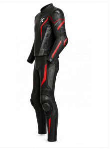 X Racing Two-Piece Leather Motorcycle <b>Suit</b> | Black <b>Red</b> Gray | X Logo | OEM ODM Manufacturer | Premium Design | Racing Wear - Product Image 3
