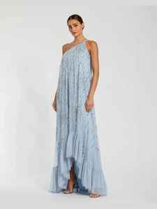 Robe de soirée élégante et luxueuse sans manches, avec des travaux de perlage et de broderie, technique de coupe en A, robe de bal en tulle pour les fêtes - Product Image 3