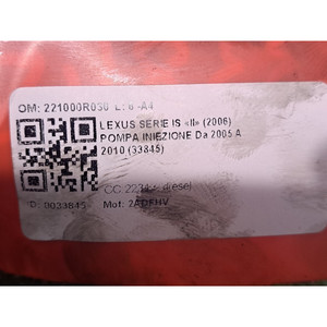 POMPE D'INJECTION HAUTE PRESSION LEXUS Série IS (350) 221000 R030 2ADFHV diesel 2231 (05>13) - Product Image 6