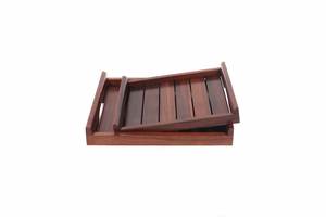 Plateau de service en bois 100% shesham avec poignée cadeaux pour vous plateaux rustiques - Product Image 5