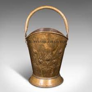 Heatproof <b>fire</b>-resistant metal charcoal <b>bucket</b> with a durable steel handle and comfortable wooden grip for safety - Product Image 3