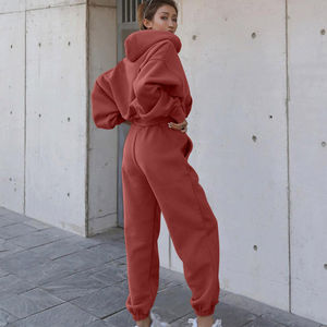 Conjuntos de chándales de talla grande para mujer de Color sólido nueva moda transpirable 100% algodón excelente calidad invierno patrón a cuadros elástico - Product Image 4