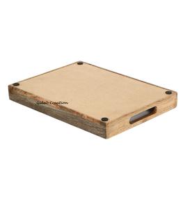 Plateau de service rectangulaire rustique artisanal en bois avec motif géométrique, plateau en bois multifonctionnel, décoration de la maison - Product Image 4