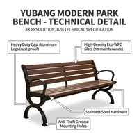 Banc de parc commercial moderne YUBANG, assise en métal perforé, résistant aux intempéries, revêtement en poudre, pour place publique, jardin
