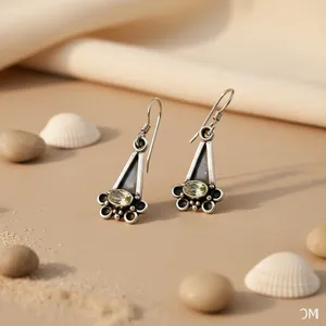 Women's Vintage 925 Silver Green Amethyst Drop <b>Earrings</b> Gold Plated with <b>Diamond</b> and Zircon for Wedding or Party - Product Image 2