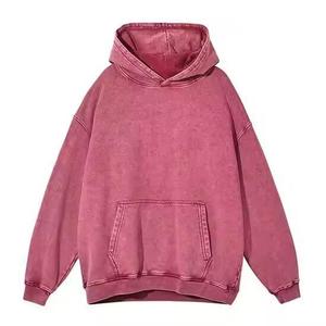 Heavyweight Plus Velvet Washed Gradient Spray-dyed Distressed Loose Acid Wash Sudadera CON CAPUCHA DE MODA personalizada - Product Image 2