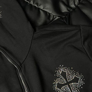 Proveedor directo de fábrica, transpirable, de secado rápido, sudaderas con cremallera de diamantes de imitación para hombres, sudaderas con cremallera hechas a medida, sudaderas con diamantes de imitación para hombres - Product Image 6