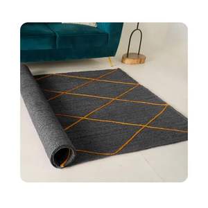 Alfombra de yute gris de calidad superior con diseño de diamante amarillo, trenzada a mano, las mejores alfombras de tela de yute más vendidas, juegos de alfombras de área de India - Product Image 6