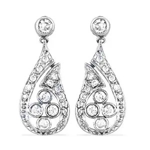 Boucles d'oreilles élégantes en argent pour femmes, forme goutte d'eau, avec diamants, accessoire de bijouterie haut de gamme - Product Image 1