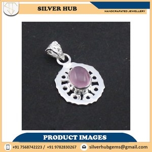 Pendentif vintage en pierre précieuse de quartz rose fait à la main en argent sterling massif 925 Designer grand pendentif fin semi-précieux en pierre précieuse de toutes tailles - Product Image 2