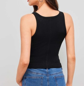 Offres Spéciales personnalisé femmes Crop hauts haute qualité col rond été débardeur sans manches dames gilet côtelé court filles Sexy débardeurs - Product Image 2