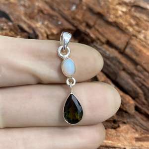 Pendentif opale naturelle fait main, collier en argent sterling 925, bijoux pour femme, cadeau - Product Image 4