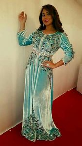 ELEGANT CAFTAN DRESS FOR EMBELLISH STUNNING CRYSTAL BEADS,GLASS STONE WORK ON <b>SILK</b> <b>FABRIC</b> FOR PARTY-WEAR/WEDDING@ 2022 - Product Image 2