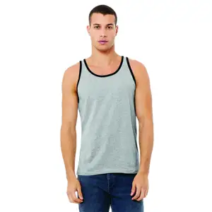 Side Seamed Retail Fit 100% Airlume Combed and Ring Spun Cotton 32 single 4.2 oz Athletic/Black Unisex Jersey Tank
