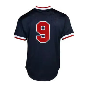 Jersey de béisbol para hombre personalizado, jersey con cuello en V, camisa de punto transpirable de secado rápido, estampado de talla grande, diseño de malla de pantalla de seda sólida - Product Image 3