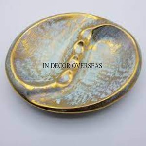 Offre spéciale Cendrier design cerf en marbre blanc Forme ronde Métal plaqué or de haute qualité Prix de gros Inde - Product Image 4