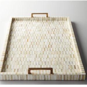 Nouveau design de plateau en incrustation d'os Plateau de table en os Plateau de service pour café et thé Plateau en os de forme rectangulaire pour hôtel restaurant - Product Image 6