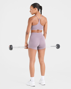 Precio de fábrica, pantalones cortos de grapa púrpura malva y Sujetador deportivo de grapa, correas ajustables, conjuntos de mujer, conjunto de dos piezas a juego para mujer - Product Image 3