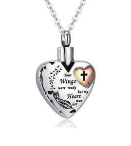 Collar de urna de cremación de acero inoxidable cruzado para cenizas, colgante de soporte de cenizas de corazón, joyería de cremación, cenizas para mujeres, tamaño personalizado - Product Image 1