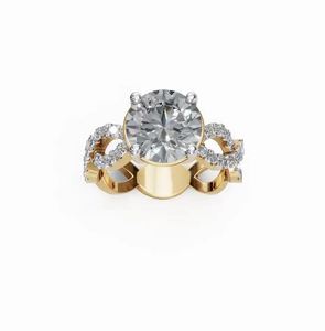 Bague de fiançailles en diamant Love Gold & Sterling Silver Moissanite pour les fêtes de mariage ou d'anniversaire Exportation directe de l'Inde - Product Image 1