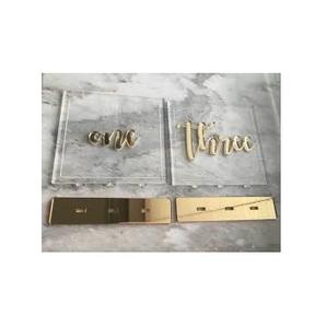 Wholesale Laser Cut Script <b>Table</b> Number Acrylic Wedding Sign Gold Silver <b>Mirror</b> Acrylic <b>Table</b> Decor <b>with</b> <b>Stand</b> for Events Hotels - Product Image 1