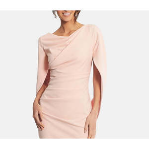 Abito a tubino con mantella da donna Betsy Adam, collo alto, XS, in crêpe, rosa naturale, confortevole, per taglie piccole, per feste serali, lunghezza al pavimento - Product Image 2