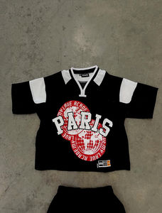 Personalizado de gran tamaño Boxy sudadera de manga corta chándal camiseta pantalones conjunto de algodón de dos piezas CONJUNTO DE HOMBRE CON OEM - Product Image 5