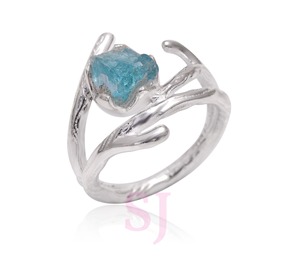 High Grade Quality Natural Rough <b>Blue</b> Apatite Raw Gemstone Classic Vintage Wedding Party <b>Rings</b> 925 Sterling Silver Handcrafted - Product Image 1