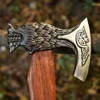 Hache viking artisanale de qualité supérieure en acier à haute teneur en carbone avec manche en bois et fourreau en cuir