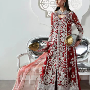 Anarkali Lehenga Choli pour femmes, richement orné, broderie de luxe, tenue de mariée, de fête et de mariage, en tissu acrylique infroissable - Product Image 1