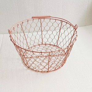 <b>Mesh</b> <b>Basket</b> With Wooded Handle Harvest Gardening Fruit <b>Baskets</b> round Storage Organizer for Cabinet Kitchen - Product Image 3