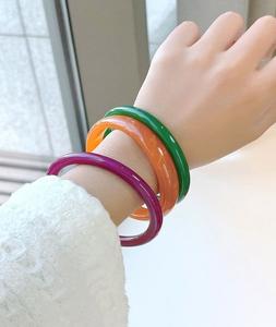 Pulseras de Resina Coloridas de Moda, Brazaletes Gruesos Vintage para Mujer, Brazalete Elástico Irregular Ancho para Mujer, Joyería - Product Image 6