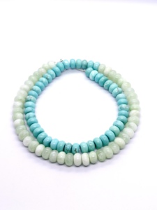 <b>Turquoise</b> & Aquamarine Necklace 8mm Round <b>Beads</b> Natural Gemstone Beaded Necklace Healing Crystal Jewelry Gift for Her Necklace - Product Image 2