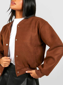 Veste universitaire extérieure pour femmes avec logo brodé personnalisé de haute qualité, veste d'hiver universitaire avec logo de broderie personnalisé de couleur unie pour homme - Product Image 4