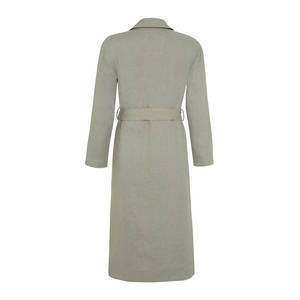 Mint Double-Breasted Linen <b>Trench</b> <b>Coat</b>-Breathable <b>Plus</b> <b>Size</b> Long Length - Product Image 2