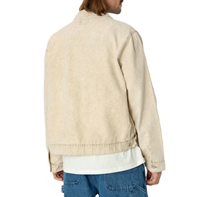 Chaqueta DE TRABAJO Vintage con forro de satén para hombre con logotipo personalizado de alta calidad, ropa de calle, chaqueta de trabajo con cuello vuelto y cremallera de trabajo de lona - Product Image 6