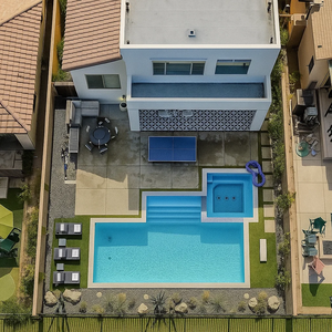 ชุดบันไดว่ายน้ำแบบพกพาทำจากไฟเบอร์สำหรับครอบครัว5ขั้นติดตั้งเร็วสระว่ายน้ำกลางแจ้งสปา - Product Image 3