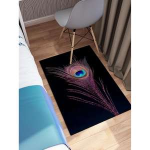 Alfombra de Plumas de Pavo Real, Alfombra de Pavo Real, Alfombras de Plumas, Alfombras de Animales, Alfombra Estampada, Alfombra de Terciopelo - Product Image 3