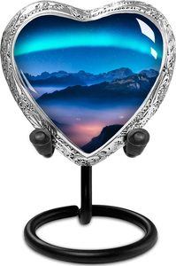 Galaxy Design Petite urne souvenir en forme de coeur en aluminium de style américain avec support en métal Fournitures funéraires en gros - Product Image 4