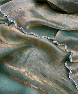 Vêtement de fête indien sari fantaisie travail Zari diamant travail perle travail à volants saris riche look indien pakistanais pêche - Product Image 6