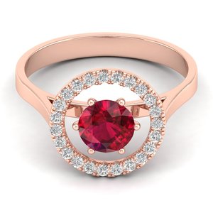 Bague REYES de luxe en argent sterling 925 avec rubis rond taille brillant de 0,84 ct, certifiée GRA, moissanite VVS pour femmes - Product Image 5
