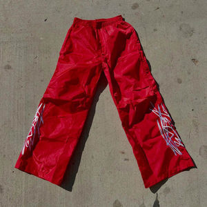 Fabricant de pantalons de survêtement à taille élastique personnalisés pour hommes coupe-vent droit pantalon en nylon avec impression de logo style décontracté - Product Image 3