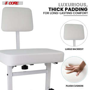 5 Core Piano Bench 3 <b>Padded</b> Cushioned Stool w Backrest Heavy Duty Musician <b>Chair</b> Height Adjustable - Product Image 3