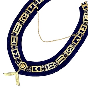 Collar Masónico de Alta Calidad para Maestro Masón de la Logia Azul, con Cadena Dorada y Reverso Azul - Product Image 4